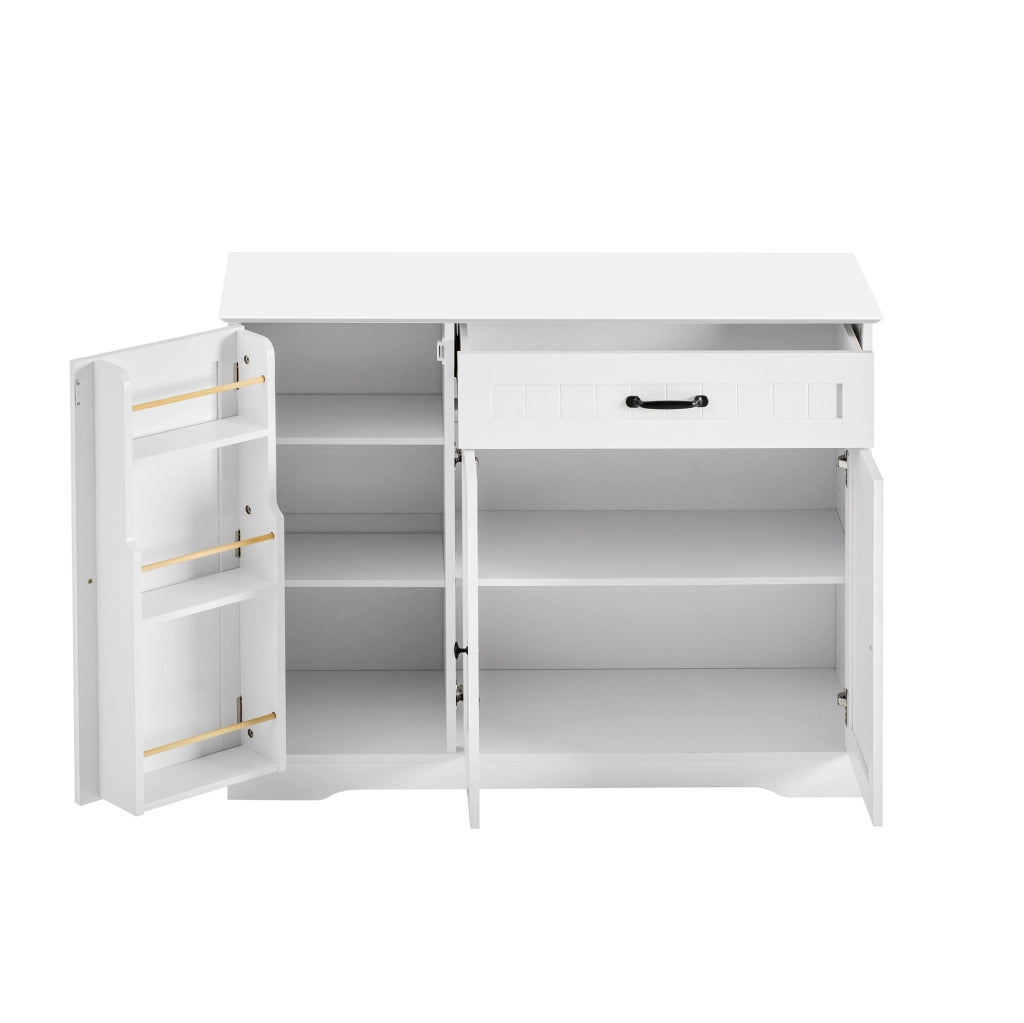 Sideboard moderno bianco con 3 ante e 1 cassetto, mobile buffet per soggiorno, sala da pranzo e ingresso