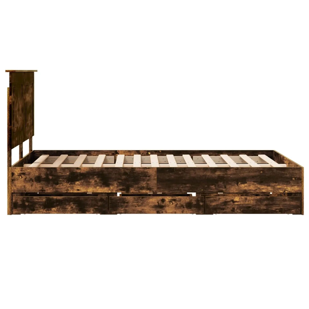 Struttura del letto con cassetto-Giroletto con contenitore-Rete del Letto Rovere fum¨¦ 120 x 200 cm 828805