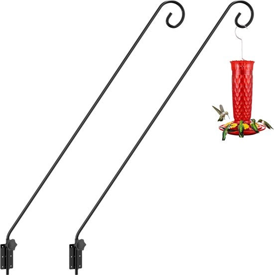 Vendita di cibo per uccelli, contenitore per piante, sostegno per cesto, chiodo da parete metallico per vendita di cibo per uccelli, cesto per fiori, lampada, 101 cm, rotazione 180°, 2 pezzi