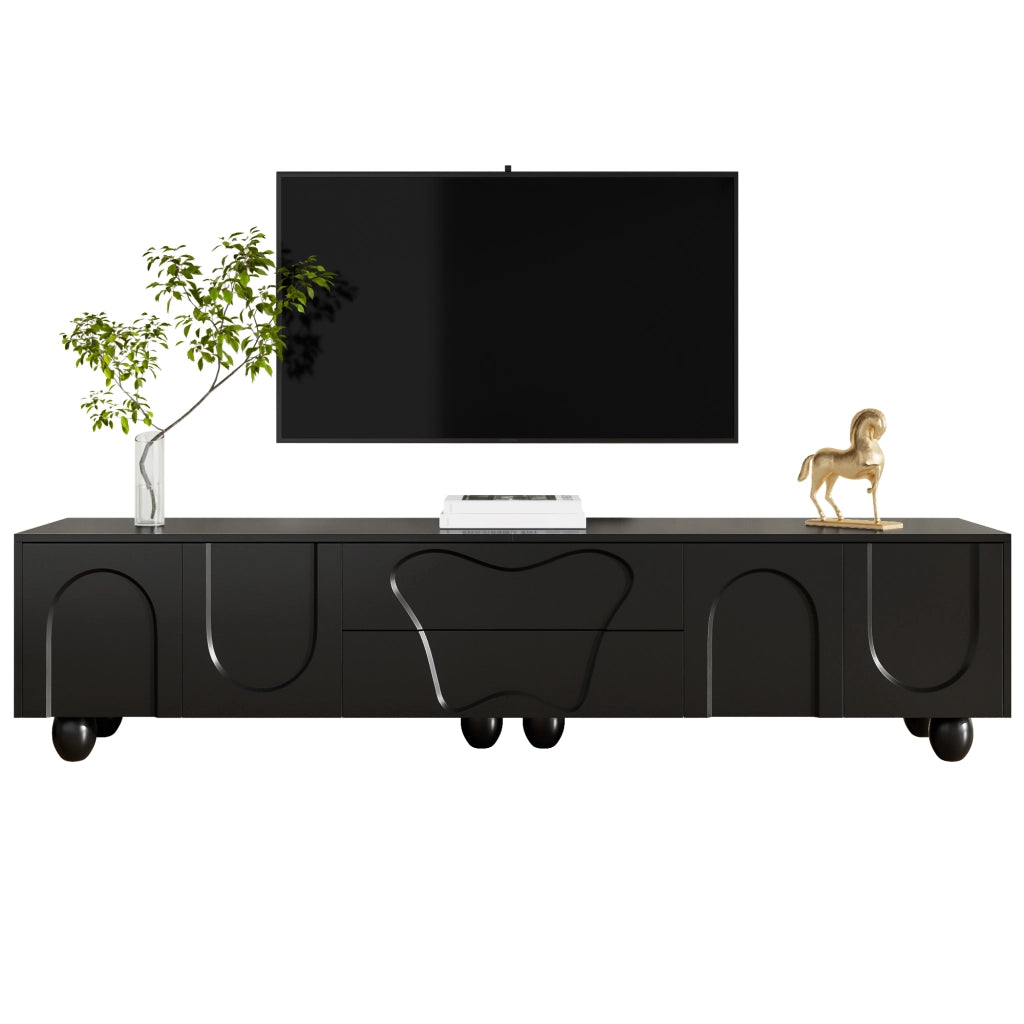 Mobile TV ¨C MINIMAL ¨C Nero, Legno, 180 cm, Soggiorno