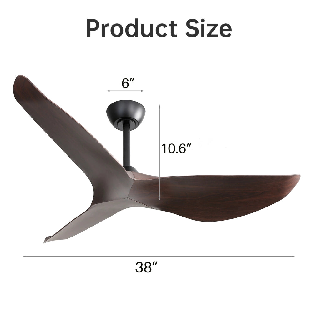 Ventilatore da soffitto 96 cm reversibile a 6 velocit¨¤ con telecomando in ABS nero