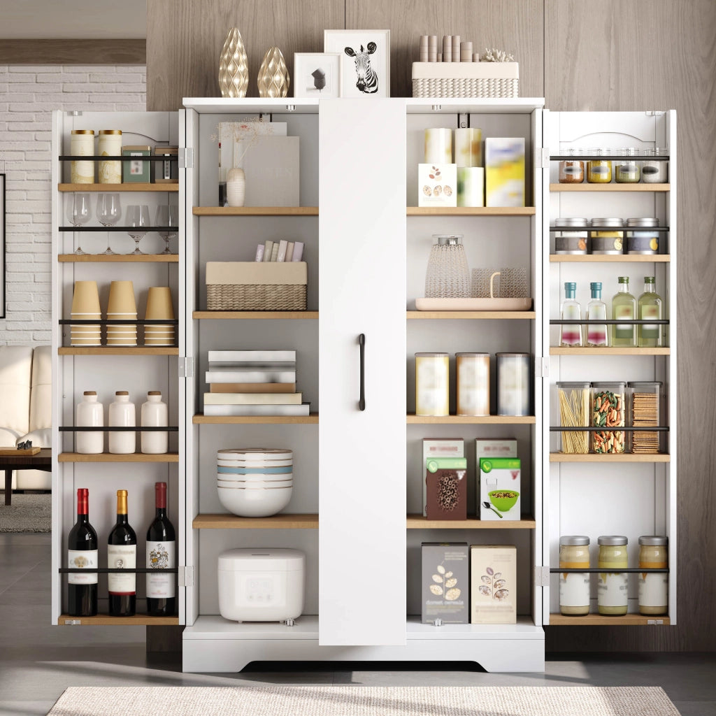 Mobile da Cucina 78x35x120 cm con Estraibile Verticale a 4 Livelli e 4 Ripiani Interni