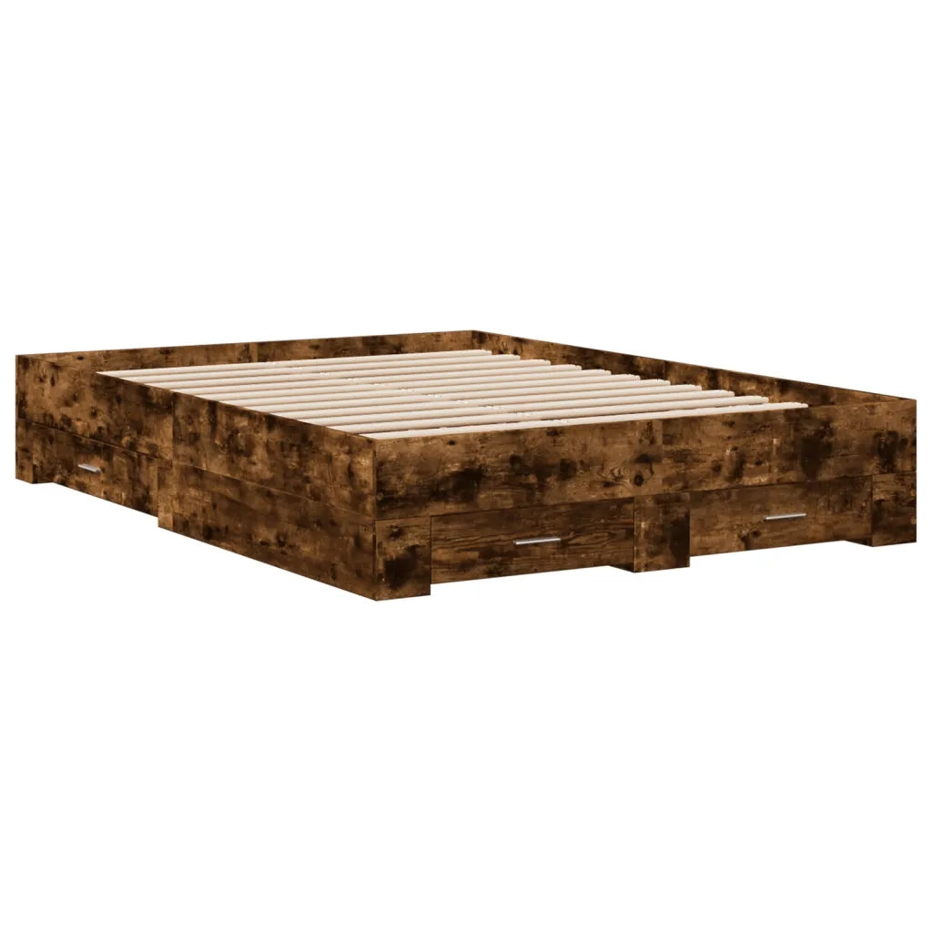 Giroletto con Cassetti Rovere Fumo 140x190 cm Legno Multistrato