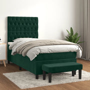Giroletto a Molle con Materasso Verde Scuro 90x190 cm Velluto