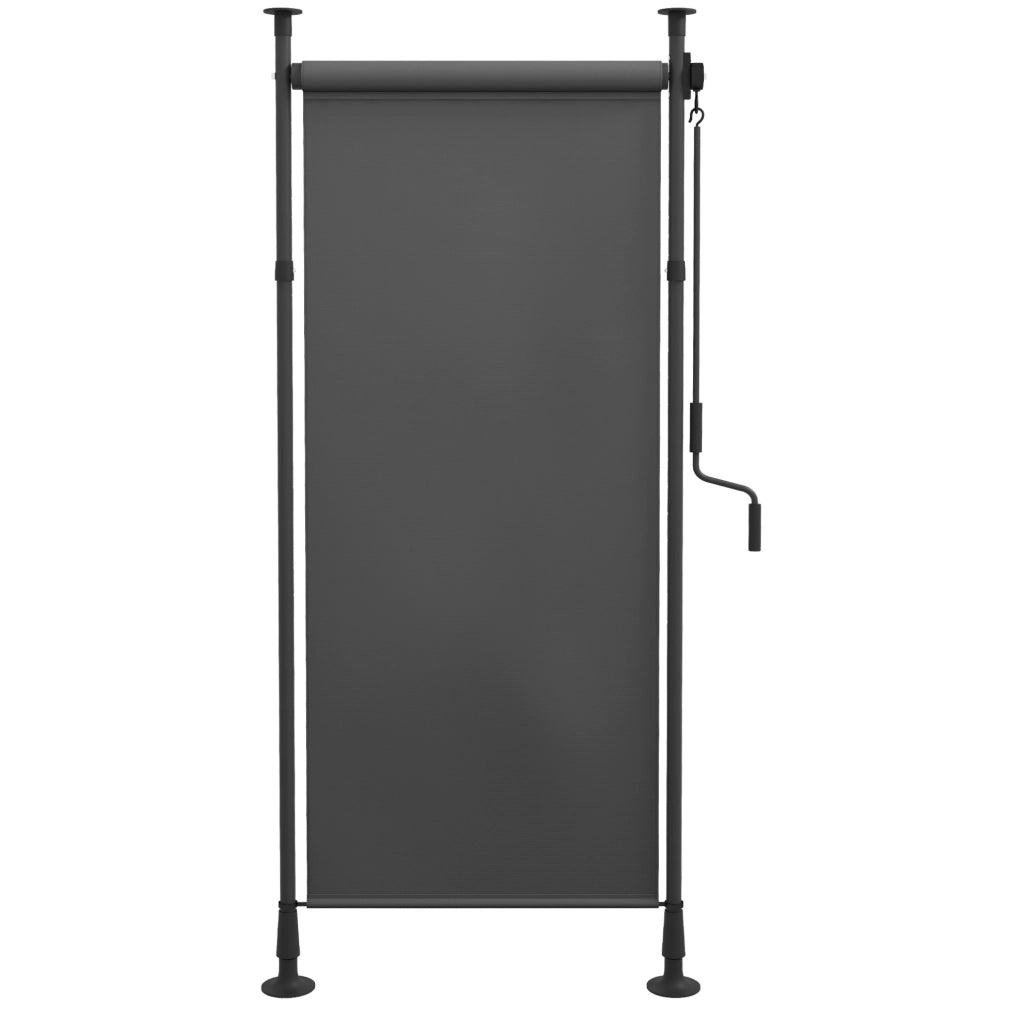 Tenda a rullo verticale per balcone 120x220-310 cm in poliestere oscurante grigio scuro con asta di manovra, protezione solare per terrazza e giardino