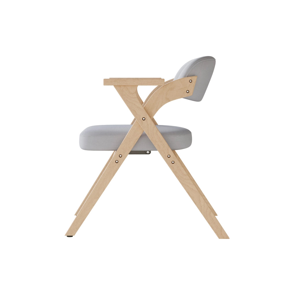 Set di 6 sedie da pranzo pieghevoli con braccioli in legno massello grigio