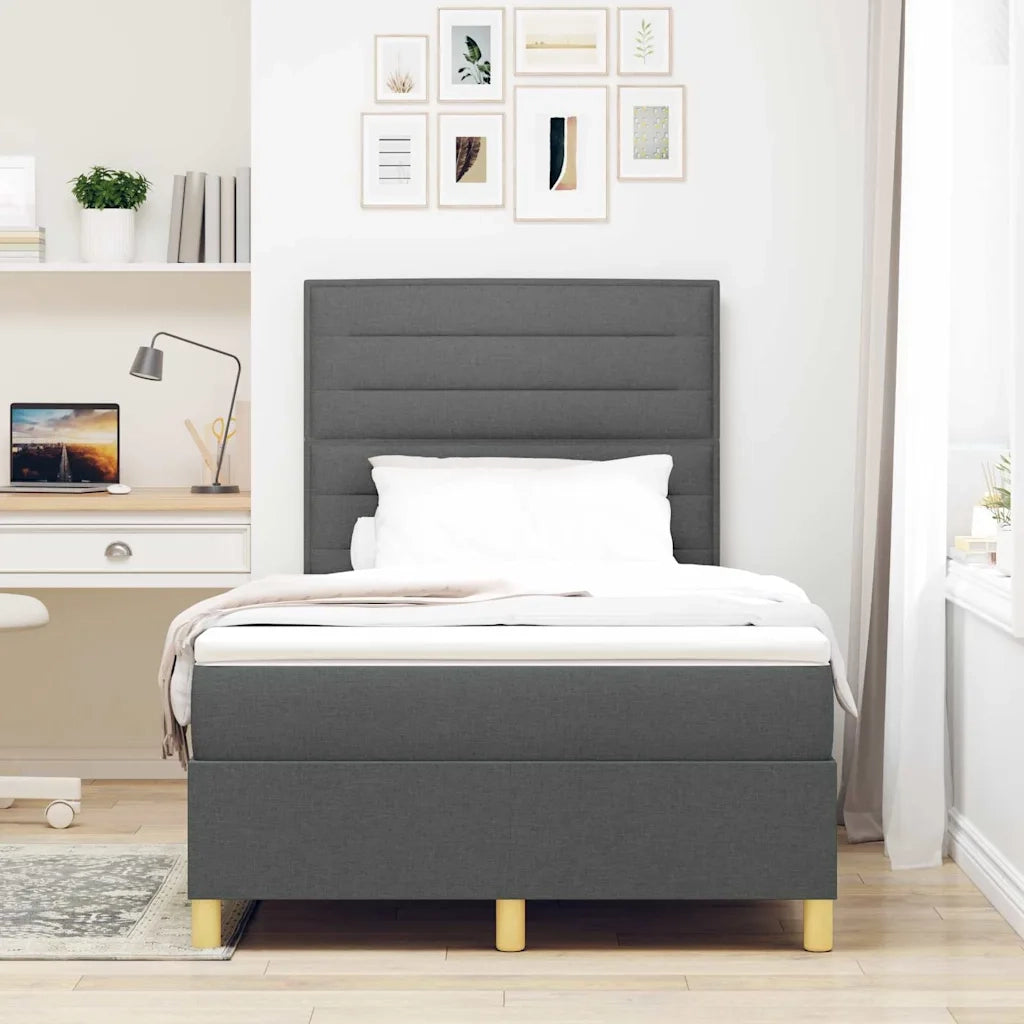 Letto a Sorgente LED Grigio scuro 120 x 190 cm Tessuto