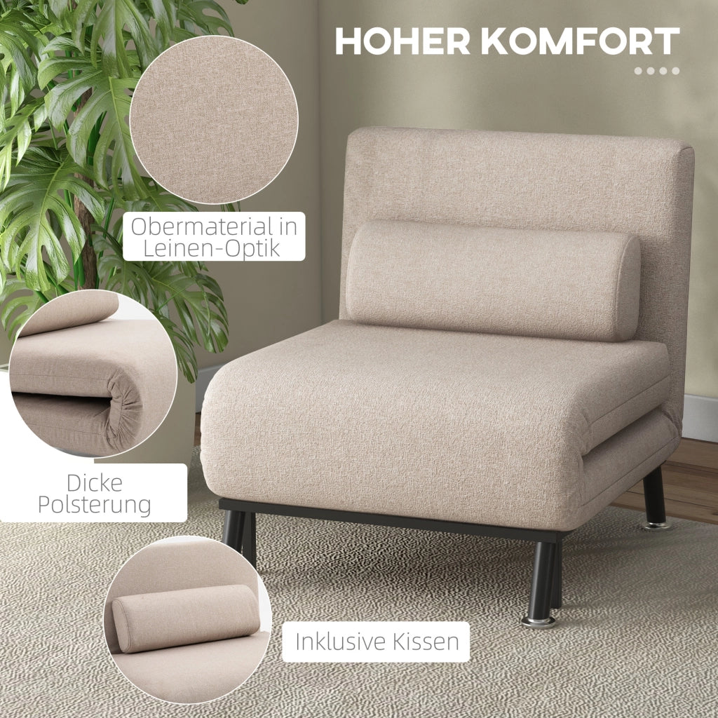 Poltrona Relax Klappbett con Schienale Regolabile ¨C Minimal ¨C Beige 75x70x75 cm