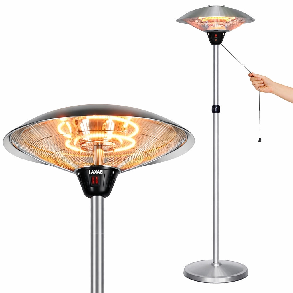 Stufa a Carbonio Patio Infrarossi Fungo Esterno 2000W Lampada Piantana IP34