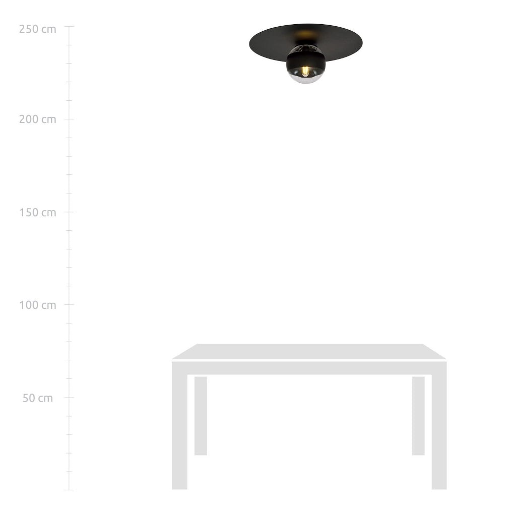 Plafoniera Emibig Solar 1 luce E14 nera dimmerabile