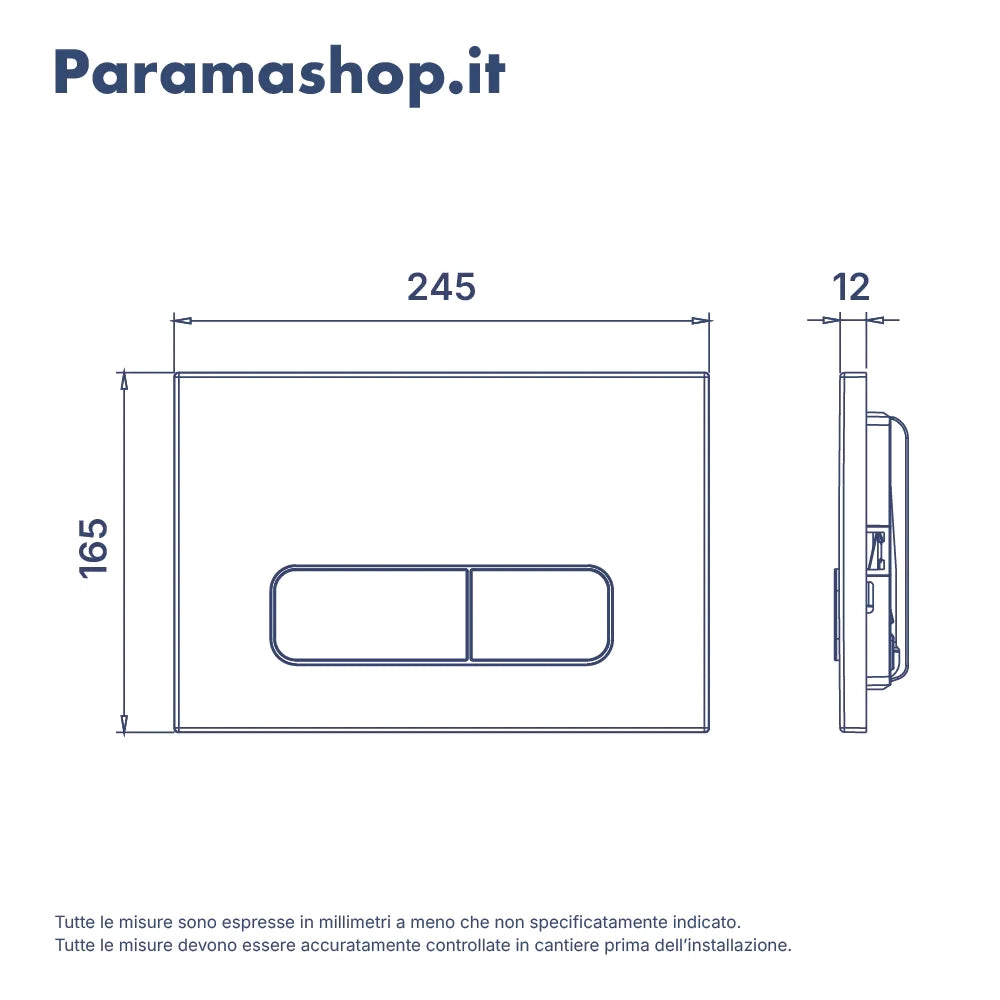 Placca di scarico doppio tasto in ABS gun metal