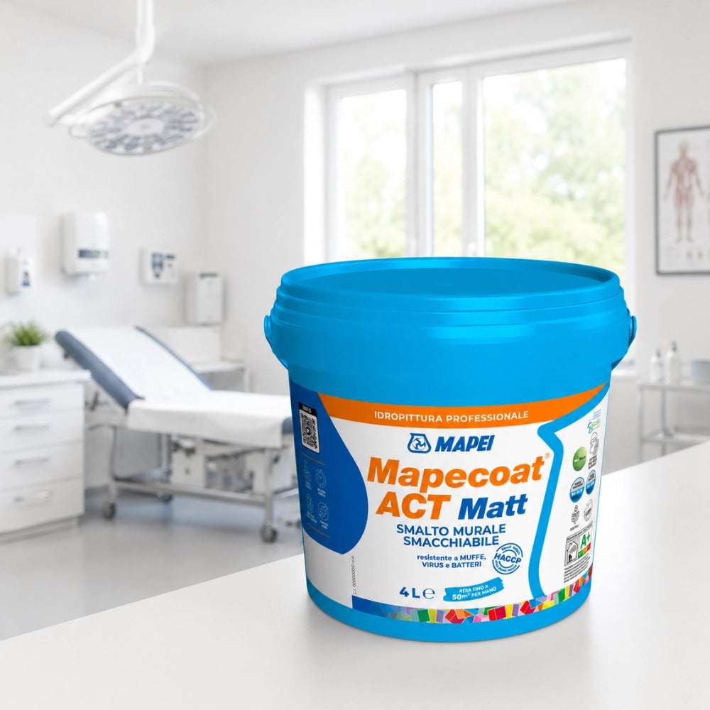 Mapei mapecoat act matt 4l smalto murale interni smacchiabile