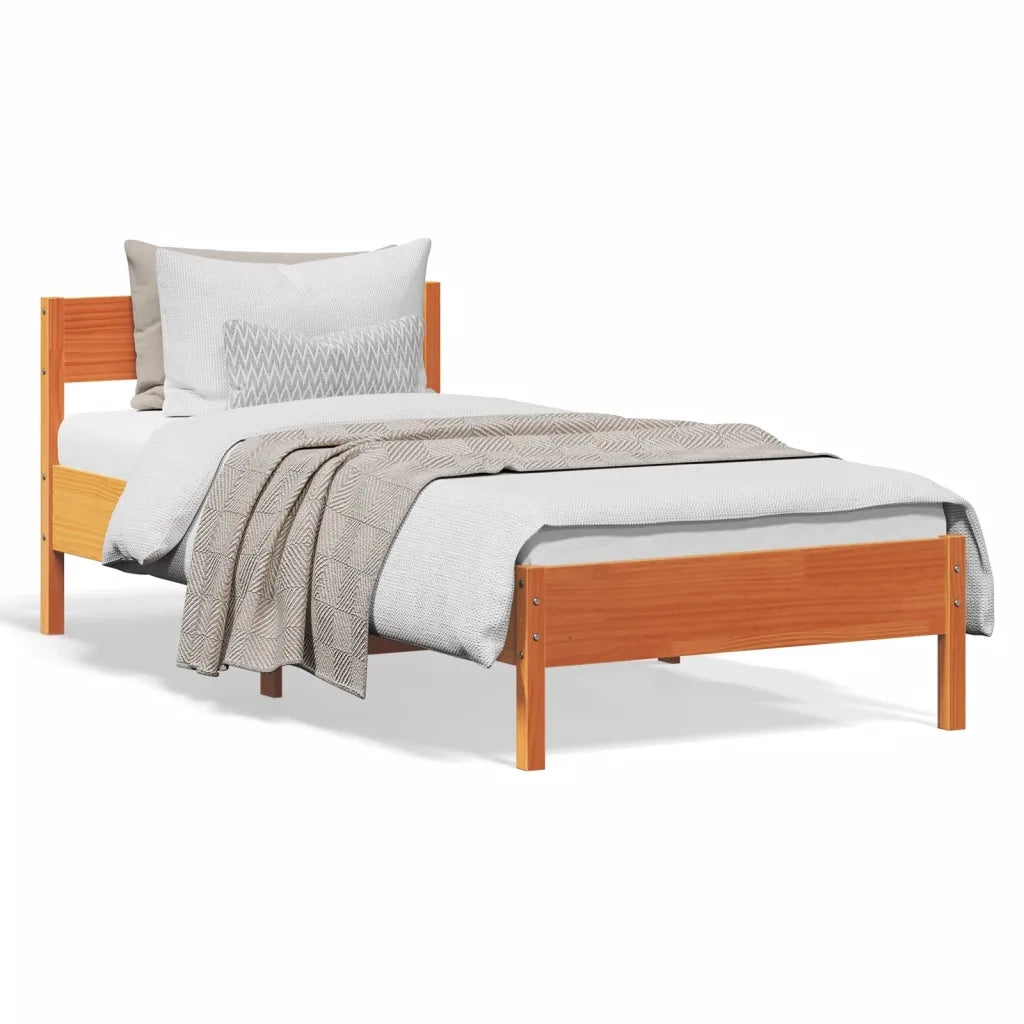 Letto senza Materasso-Struttura Letto Marrone Cera 75x190 cm in Legno di Pino 492927