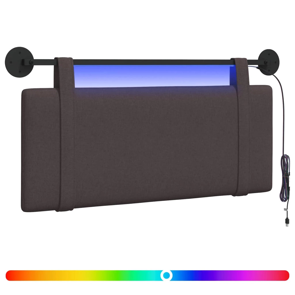 Testiera | Testata sospesa Con luce LED Marrone Scuro Tessuto