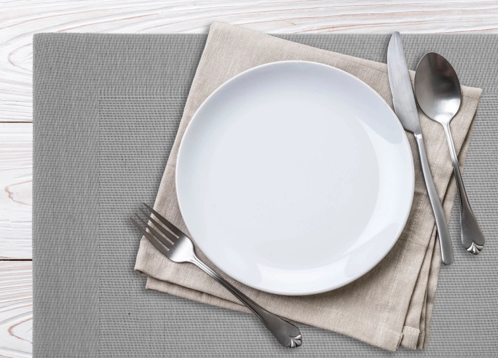 Set Tovagliette Americane Cucina Antiscivolo In Tinta Unita Lavabili - Set 2 - Grigio