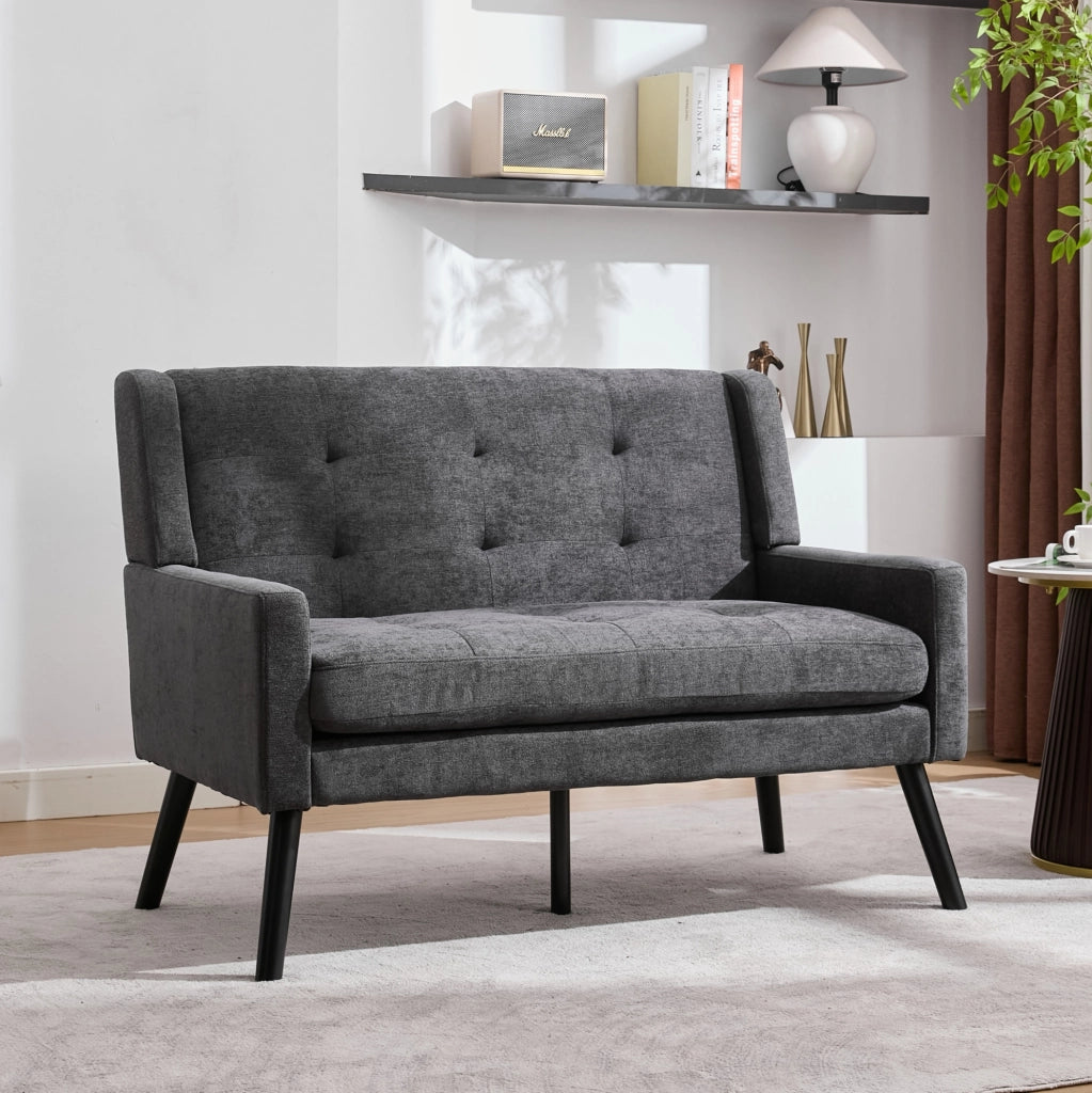 Set poltrona singola e poltrona 2 posti imbottite grigio scuro HOMVRA