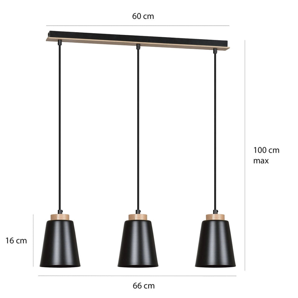 Lampadario Emibig Bolero bianco/legno 3xE27 H100cm IP20