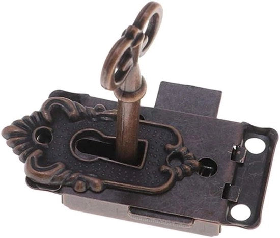 Cassettino di chiusura decorativo per mobili - rosso - con chiave e viti - 1 pezzo