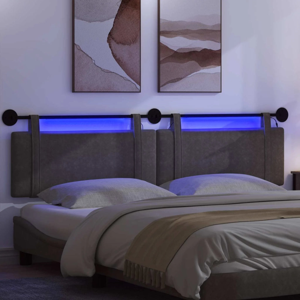 Testiera sospesa Con luce LED Nero PU Antico 3424039
