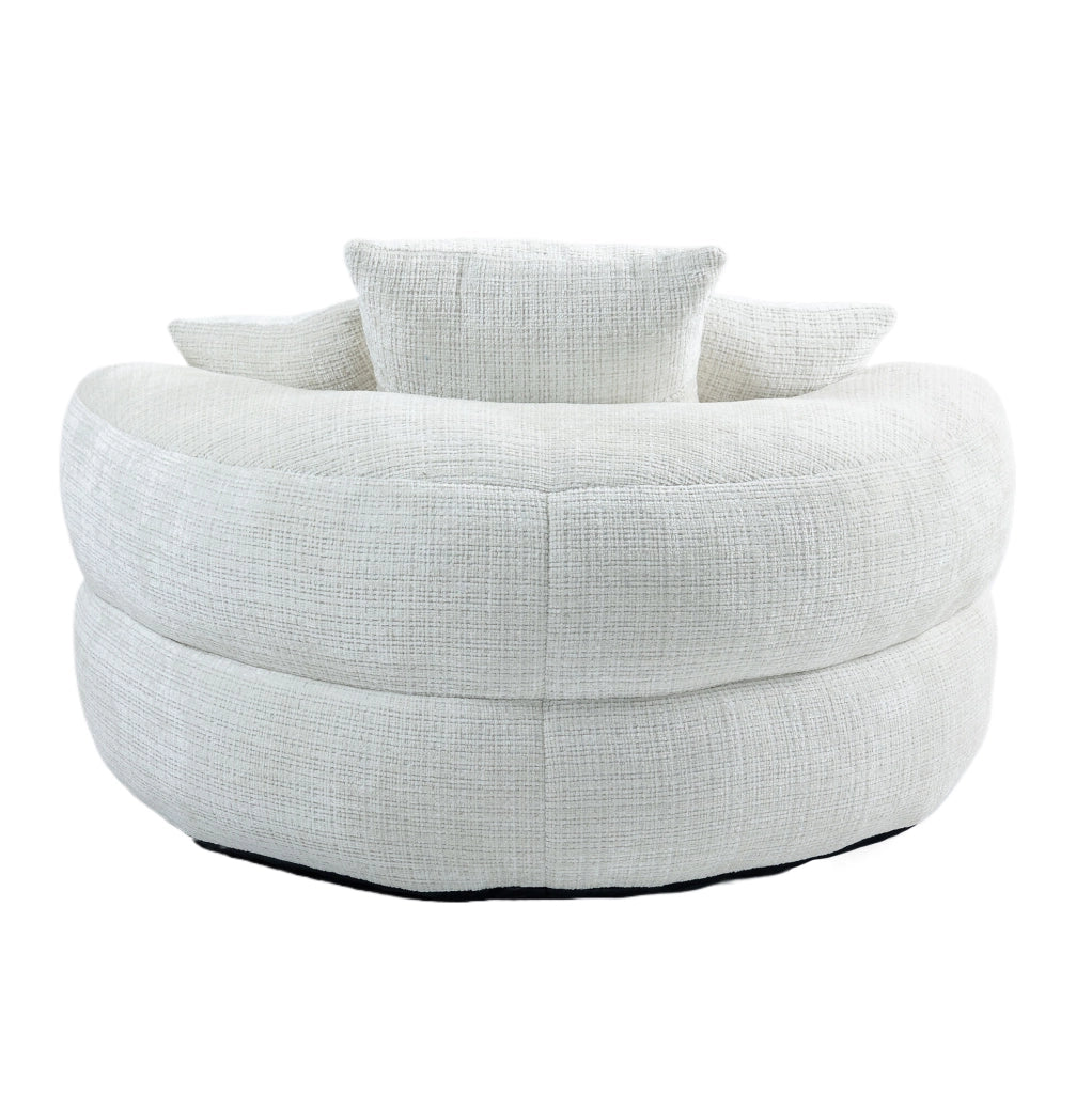 Poltrona sacco oversize in ciniglia beige 108x108x52 cm HOMVRA
