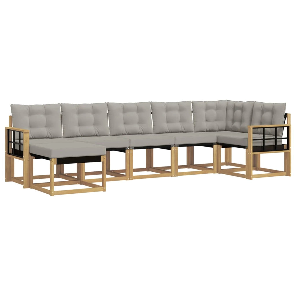 Set di divani da esterno 7 pcs Bianco e Grigio Chiaro 3389697