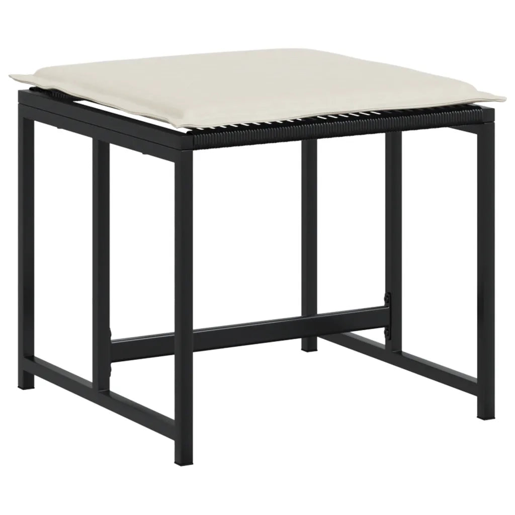 Set da Pranzo da Giardino 15 pz con Cuscini Nero in Polyrattan