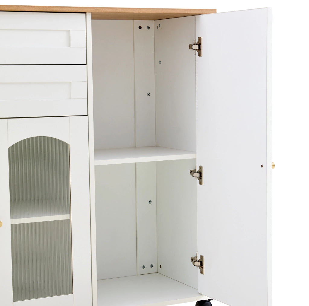 ISOLA CUCINA con piano ribaltabile 110 cm bianca e naturale