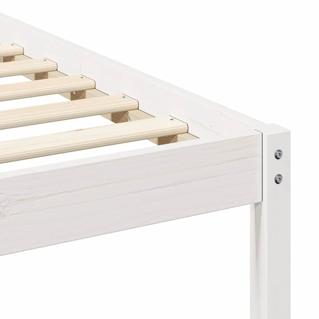 Letto con Tavolini Laterali Bianco 200 x 210 cm Pino massello 873236