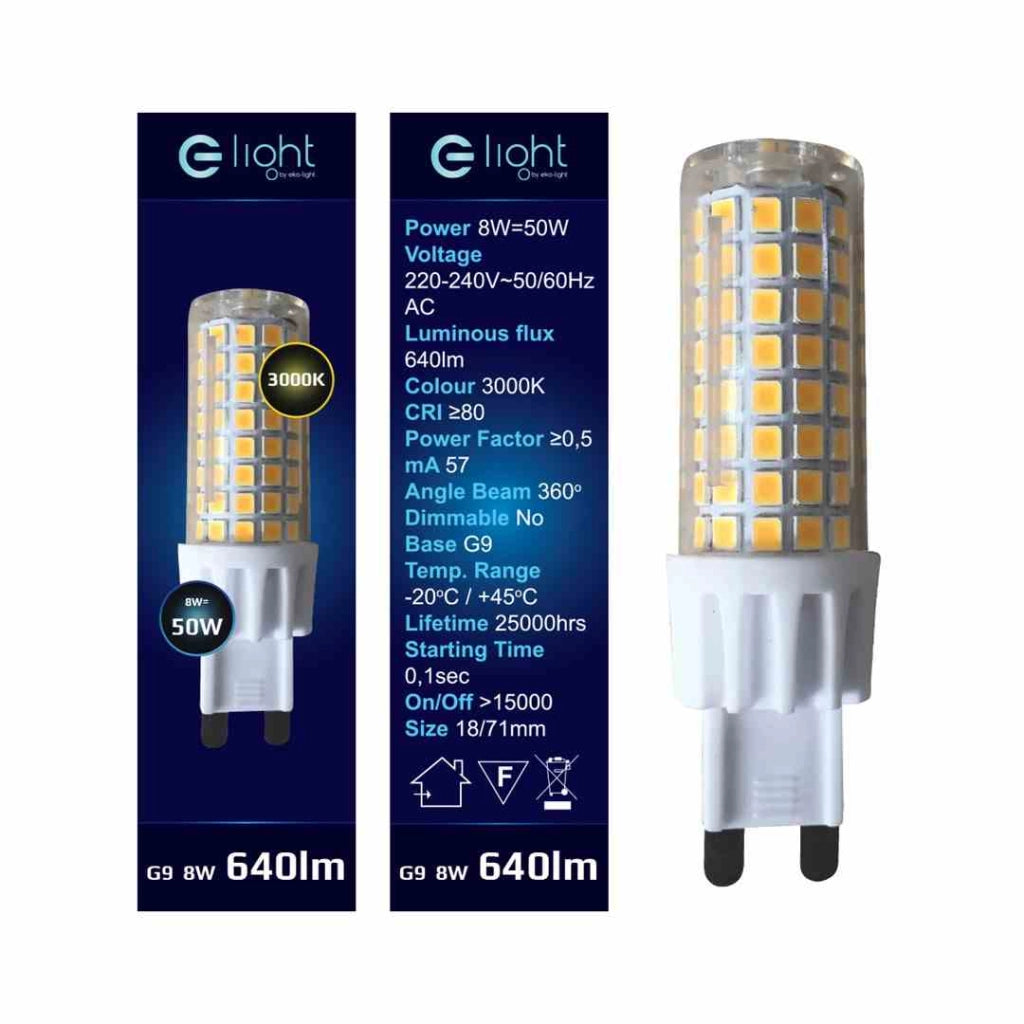 Lampadina LED G9 7W 3000K 640lm luce calda Eko-Light EKZA336