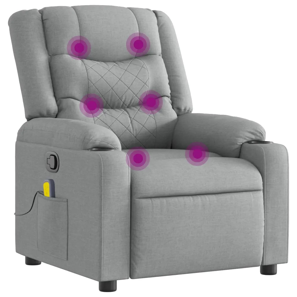 Poltrona Massaggiante Reclinabile Grigio Chiaro in Tessuto 374130
