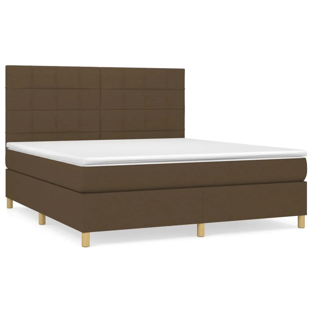 Giroletto a Molle con Materasso Marrone Scuro 160x200cm Tessuto 3142348