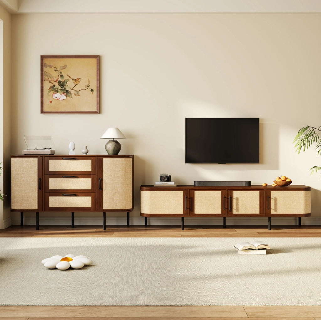 Set mobile TV e credenza 180x40x45/120x40x82 cm in MDF noce
