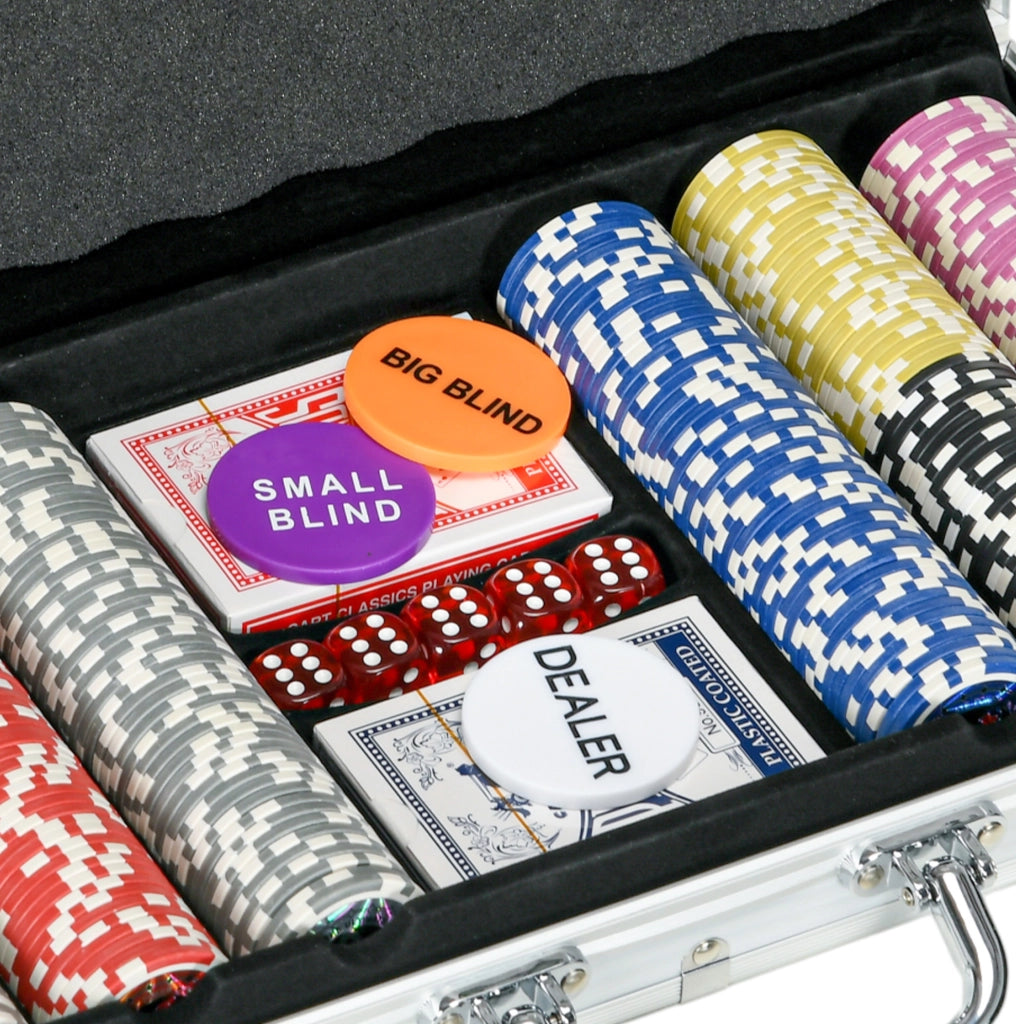 Set da poker 38,5x23x6,5 cm in plastica argentata con custodia –