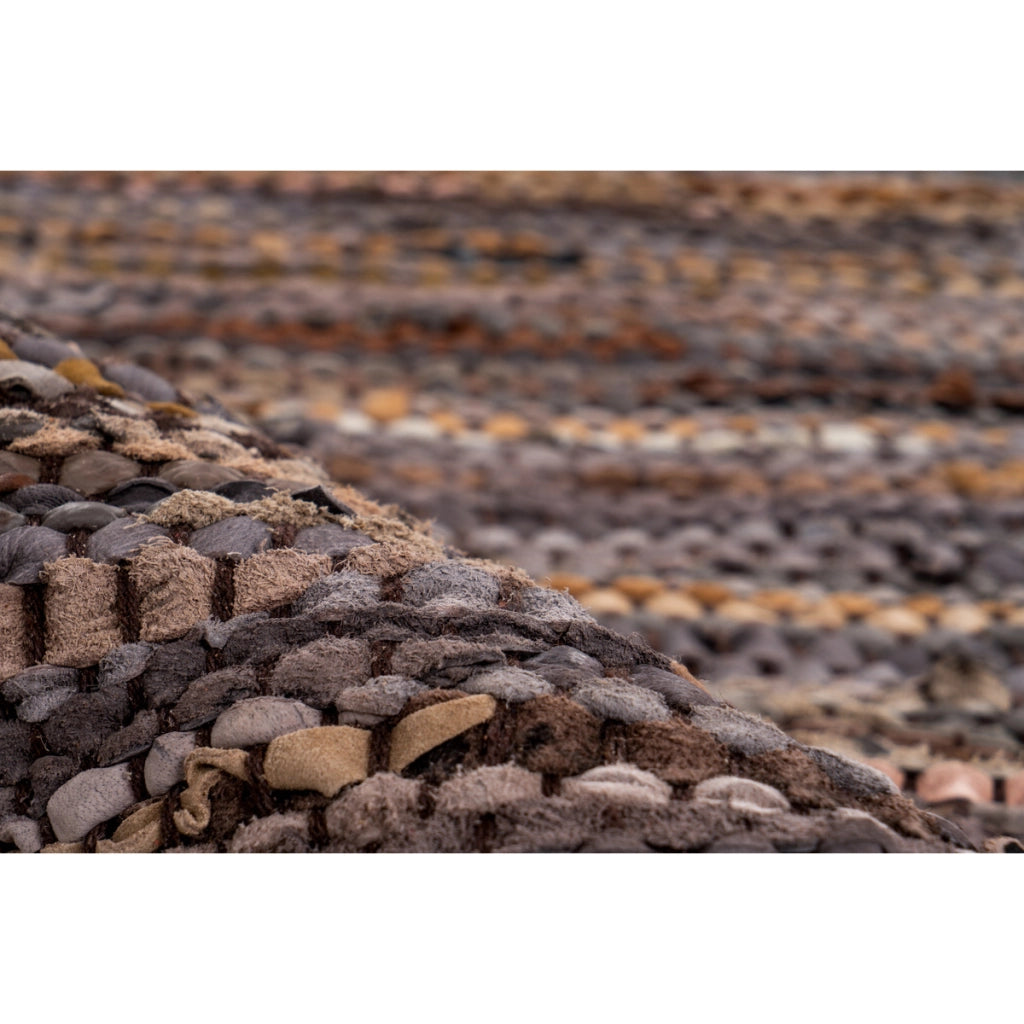 Tappeto Sonipat 100 in Vera Pelle Marrone e Multicolor