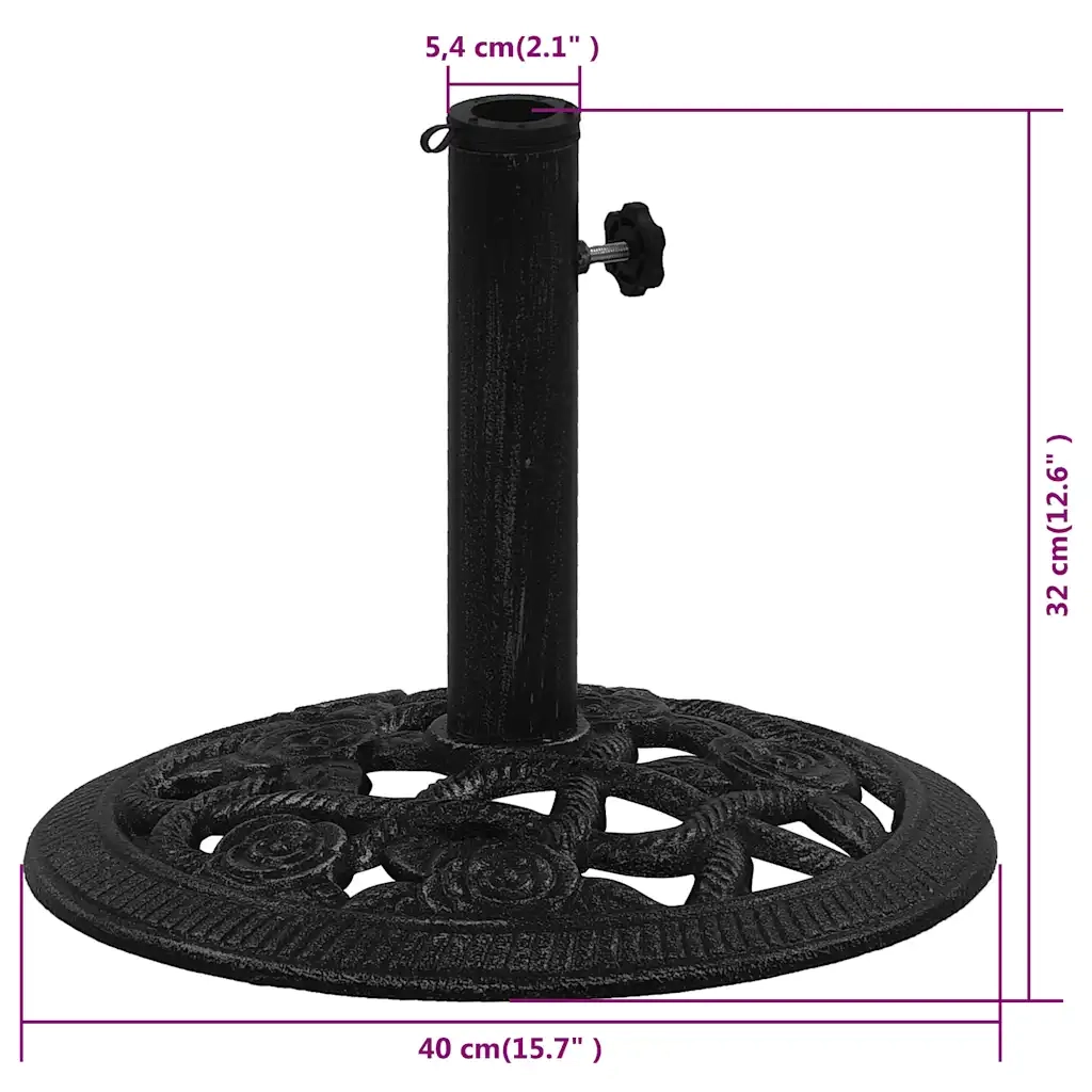 Base per ombrellone-Supporto per ombrellone Nera 40x40x32 cm in Ghisa