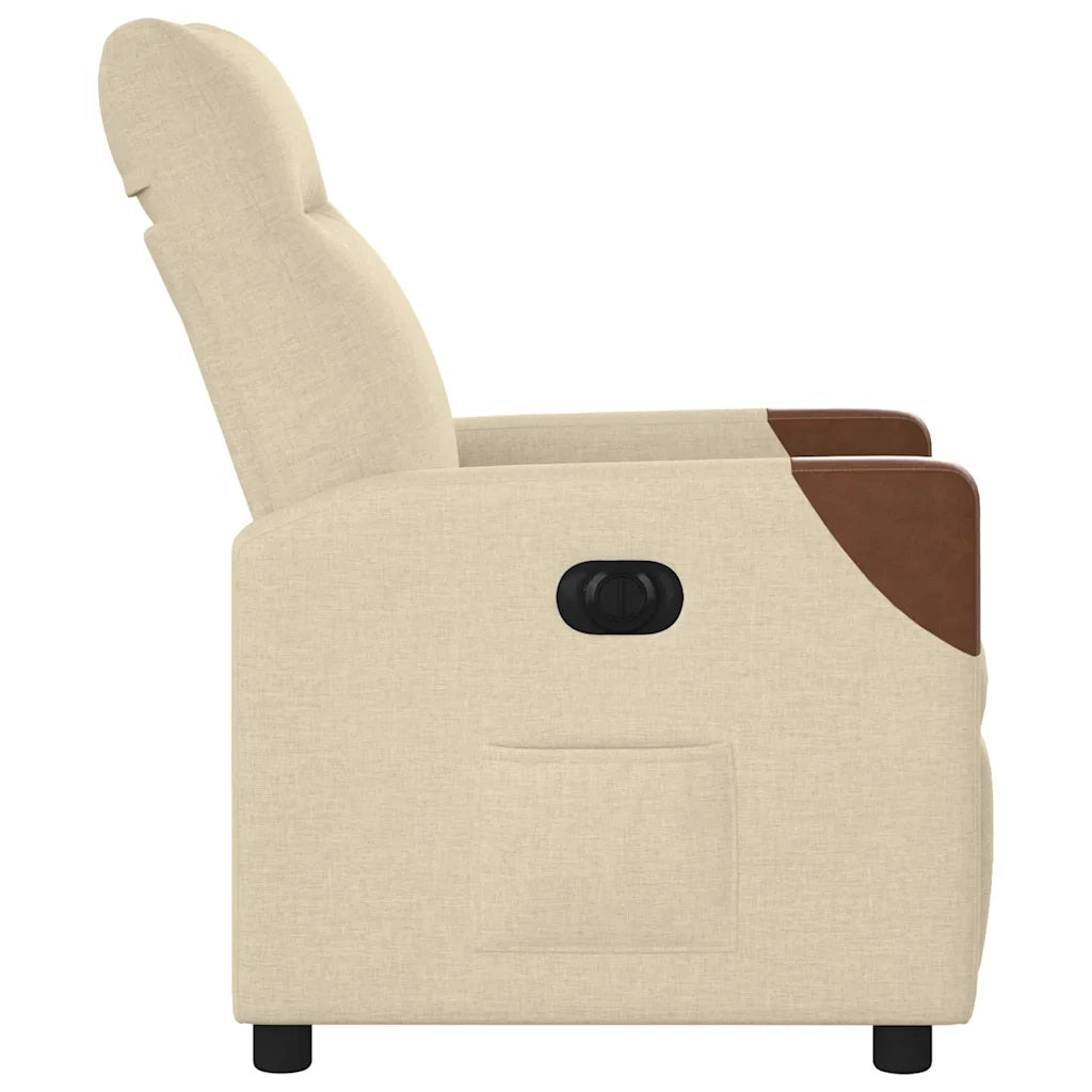 Poltrona | Sedia Relax Elettrica Reclinabile Crema in Tessuto