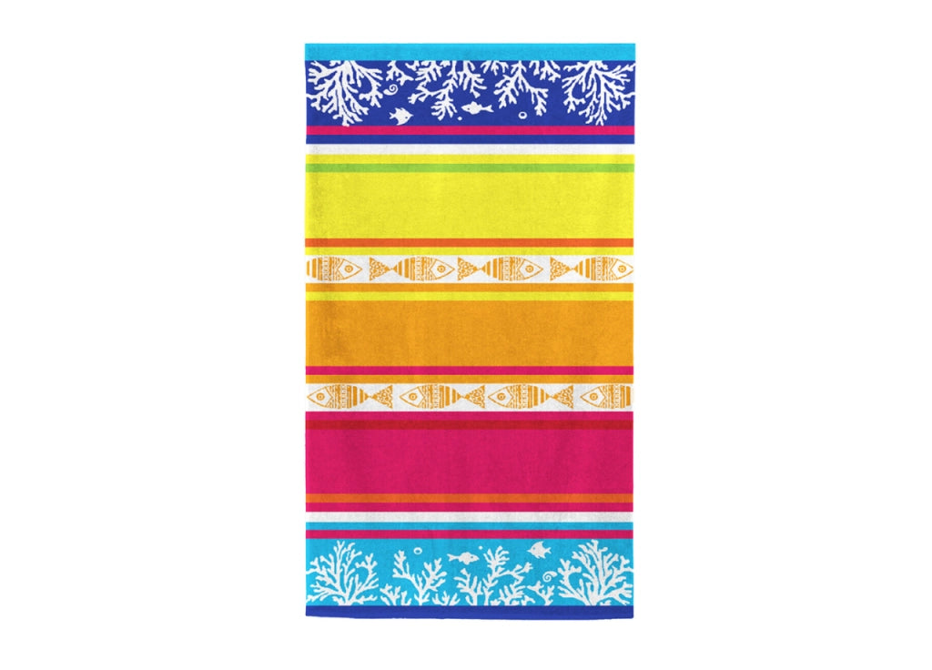 Telo Mare Jacquard Spugna Asciugamano Spiaggia Disegno Malta - Telo Mare - Multicolor