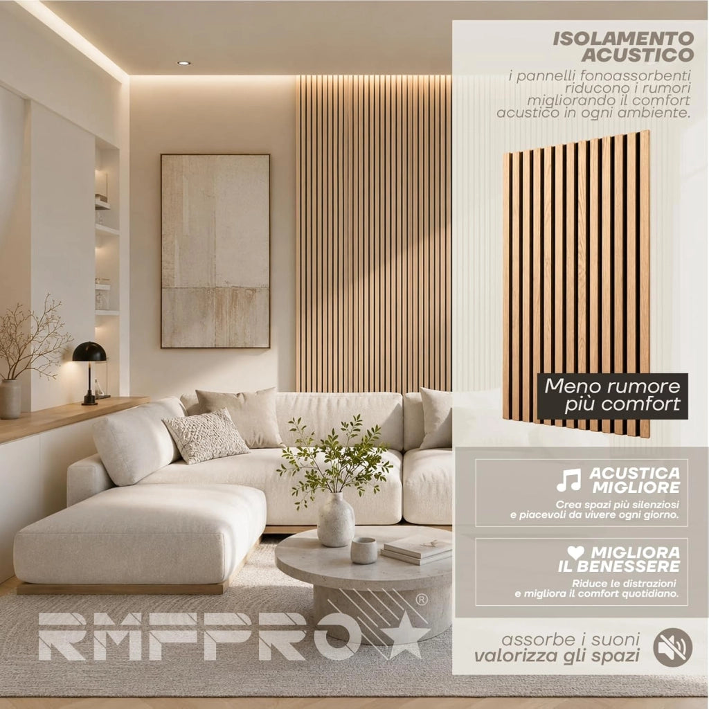 Pannelli Decorativi da Parete Effetto Legno – Rivestimento Moderno e Fonoassorbente per Interni, Facile da Installare e Tagliare su Misura