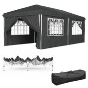 Gazebo Pieghevole Da Catering Con Pareti Laterali Finestre Trasparenti Porte Removibili E Struttura Pop Up Impermeabile Resistente Nero 3x6 Metri