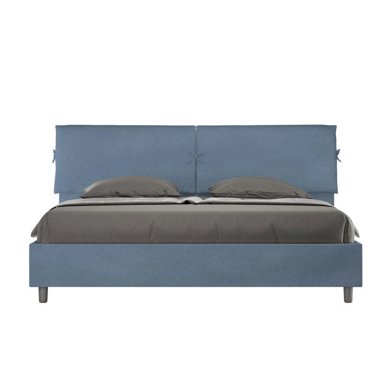 Letto imbottito Matrimoniale 180x210 cm Mados - Senza rete,Microfibra,Blu