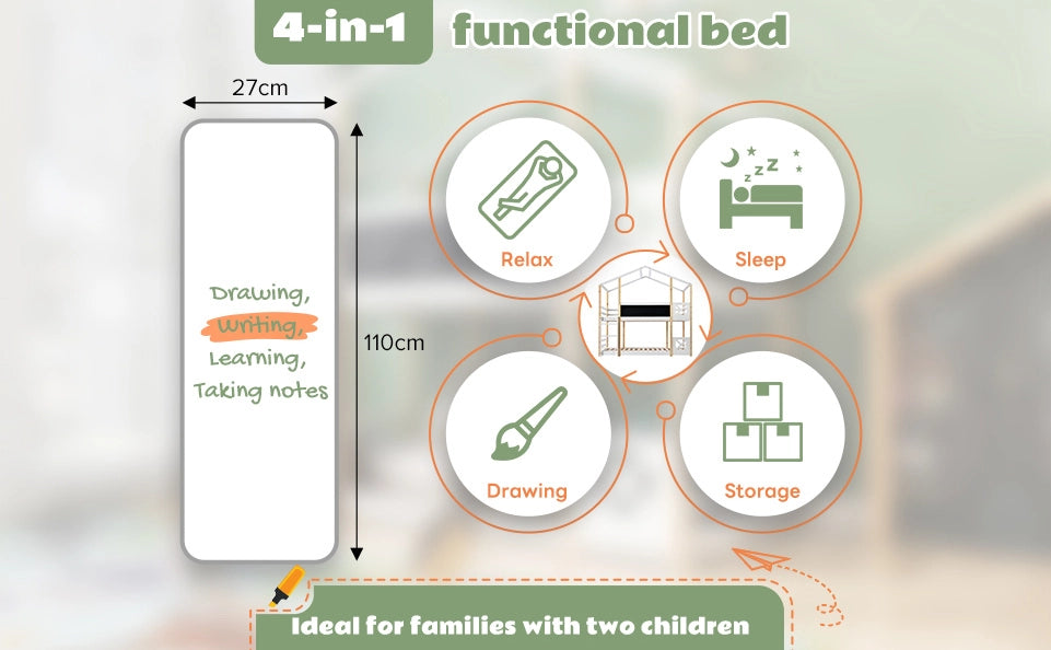 Letto a castello per bambini Yeavio 90x200 cm in legno di pino naturale e MDF con scala e rete a doghe