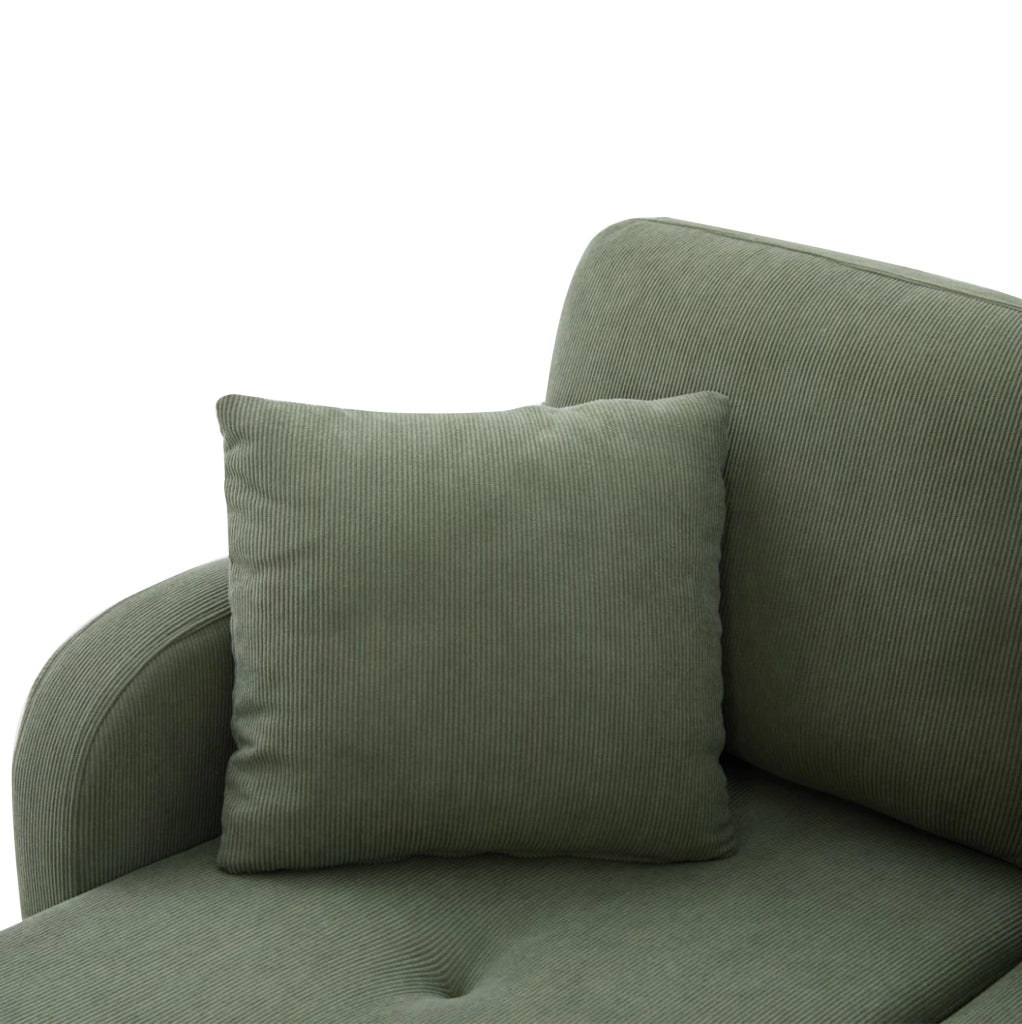 Divano angolare a L 3 posti con chaise longue 166x118x77 cm, tessuto in corda, gambe in plastica, design modulare