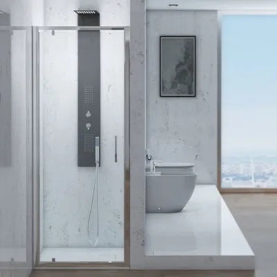 Porta doccia nicchia 90 cm a battente con vetro in cristallo trasparente Ted