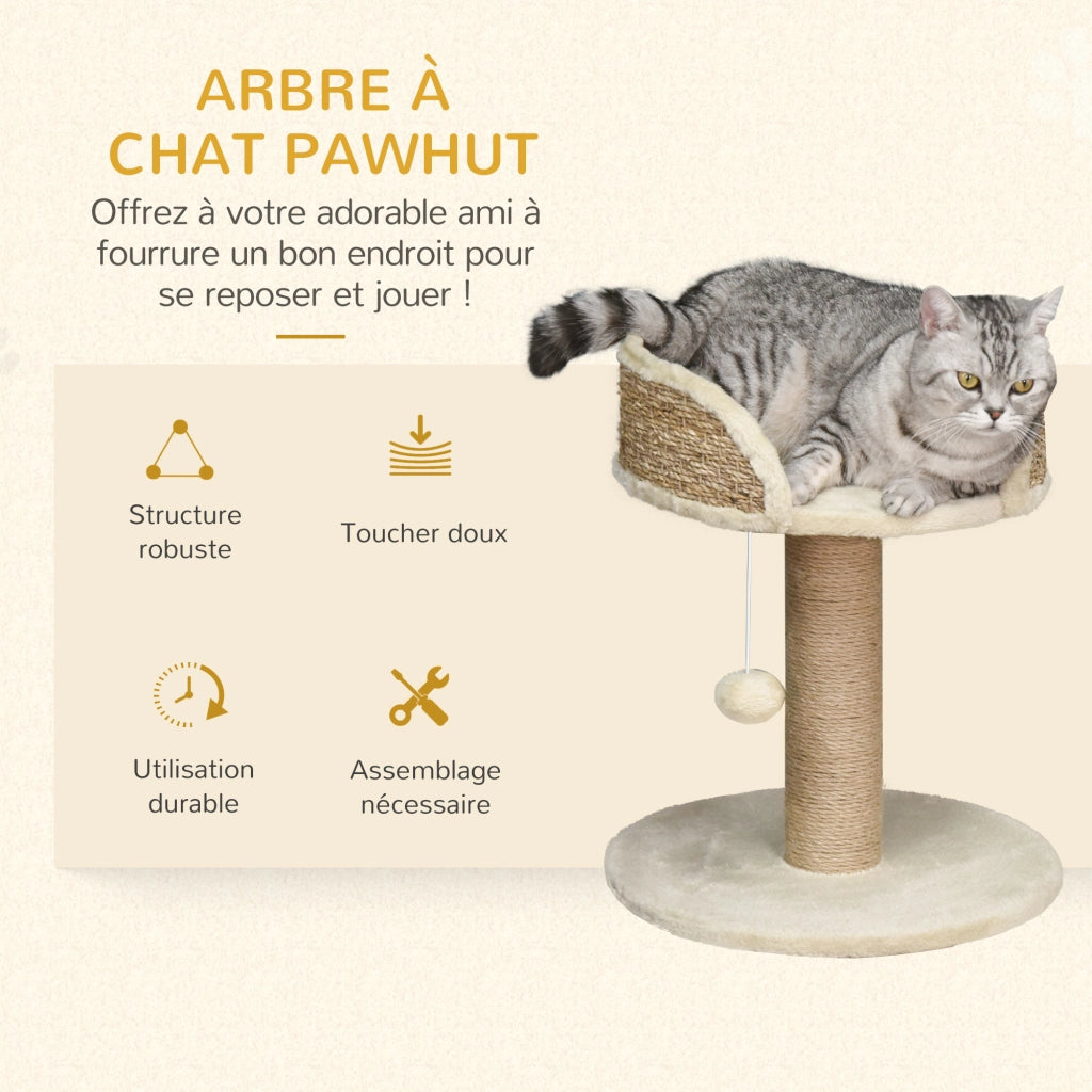 Tiragraffi per gatti con gioco pompon ¨C Minimal ¨C 40x40x49 cm sisal beige