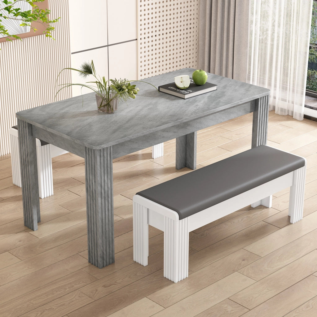 Tavolo da pranzo 116x65 cm in truciolare grigio, 4 gambe stabili