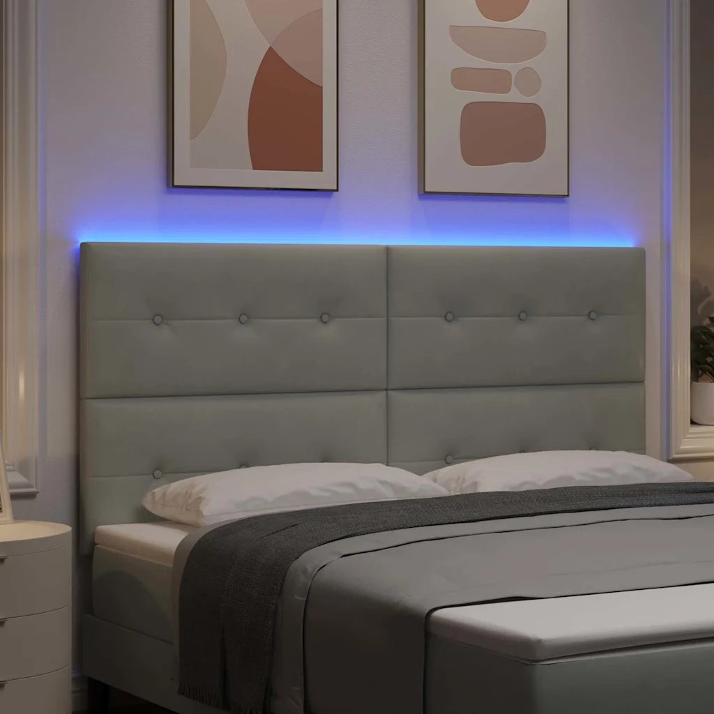 Testiera LED con strisce LED Grigio chiaro 180 cm Velluto 3338456