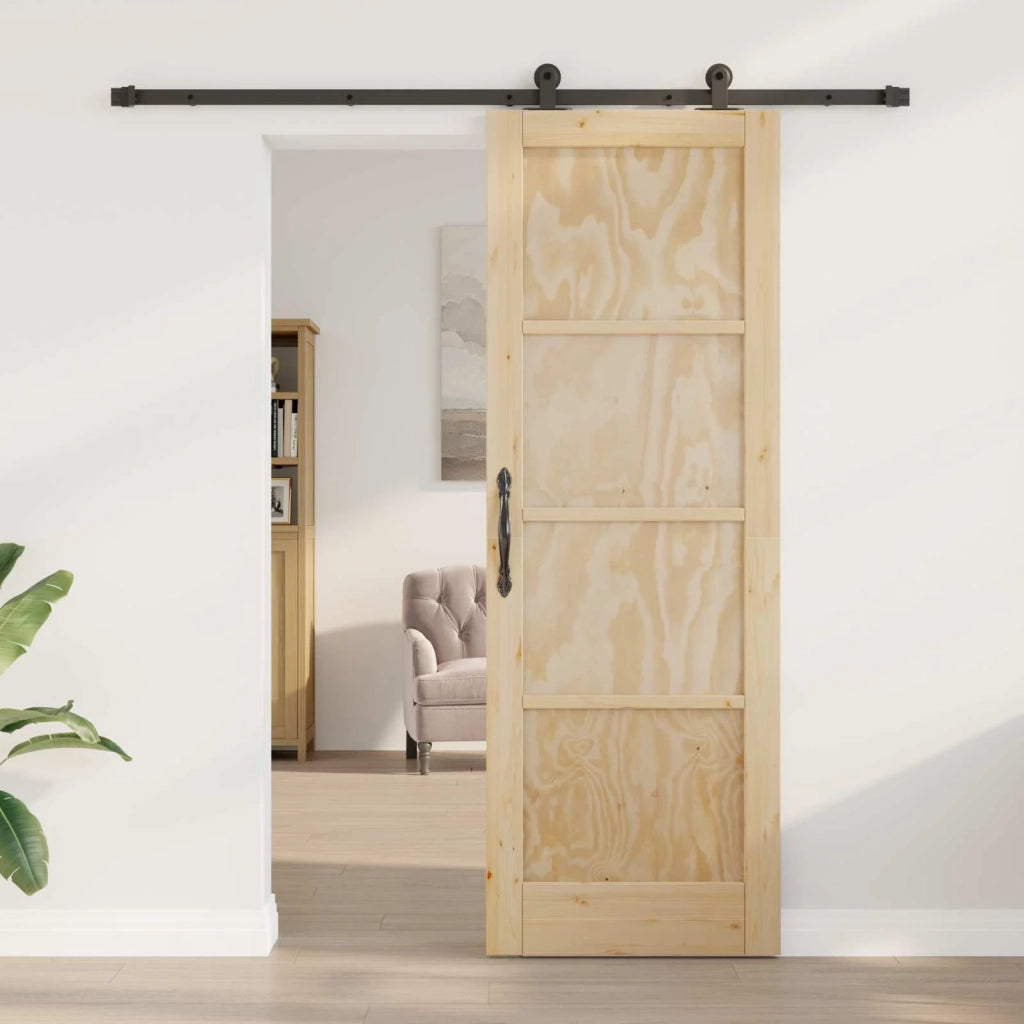 Porta scorrevole Naturale e Nero 73,5 x 211 cm 3445459