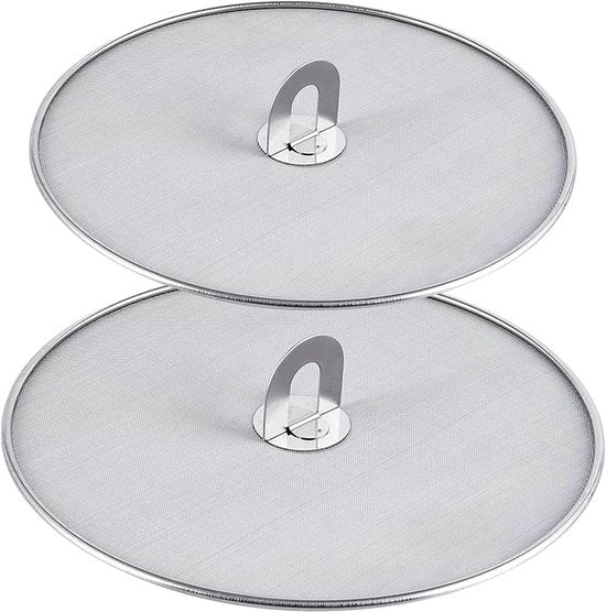 Set di 2 coppe di protezione in acciaio inossidabile con maniglia pieghevole per padelle - Accessorio per cucina per padelle - Copertura del coperchio - 25 cm e 32 cm