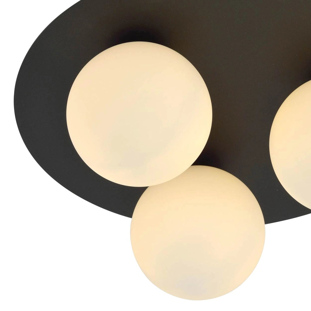 Plafoniera Emibig Solar 3 luci E14 dimmerabile nero/opalino