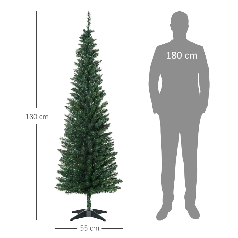 Albero di Natale artificiale verde 180 cm con 390 punte e supporto; struttura smontabile per interni